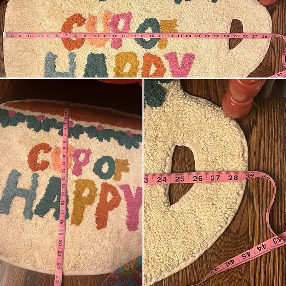 Natural Life Cotton Shaggy Bath Mat Cup of Happy Crean Multi Coffee Print OS NWT - Picture 10 of 10